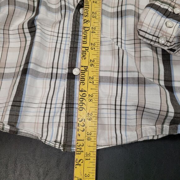 GPH Supply Co Shirt Mens XXL Plaid Western Pearl Snap Long Sleeve Brown Used - Picture 4 of 9